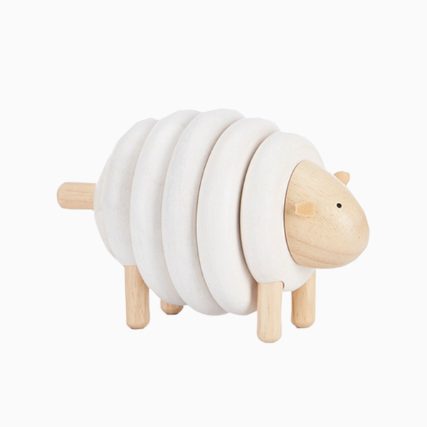 צעצוע לפעוטות - משחק השחלה מעץ בדמות כבשה