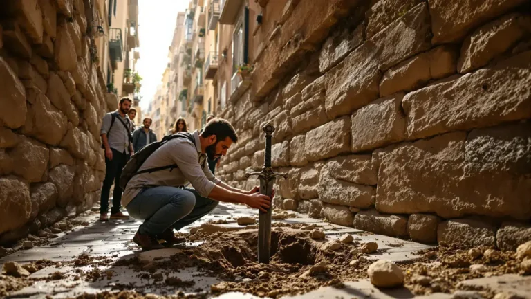 החרב התקועה כמו באגדה של אקסקליבר מסתירה סוד בן אלף שנה שלרוב אינו ידוע