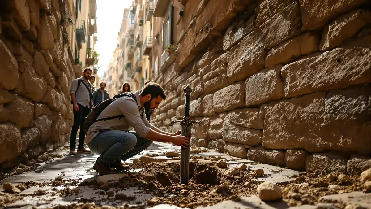 החרב התקועה כמו באגדה של אקסקליבר מסתירה סוד בן אלף שנה שלרוב אינו ידוע